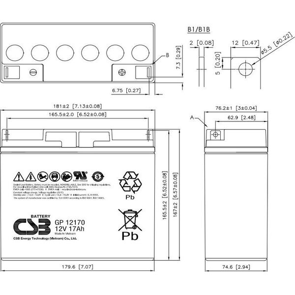 CSB CSB GP12170 akumulator Ołowiany (VRLA) 12 V