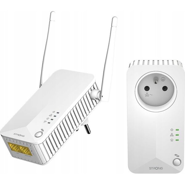 Adapter powerline Strong Strong POWERLWF600DUOFR Karta sieciowa do PowerLine 600 Mbit/s Przewodowa sieć LAN Wi-Fi Biały 2 szt.