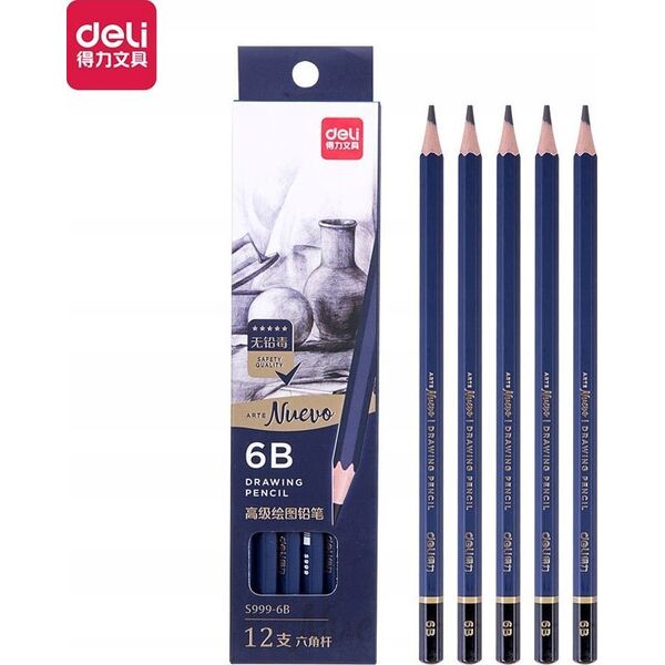 Deli Ołówki do szkicowania 6B Nuevo 12szt DELI