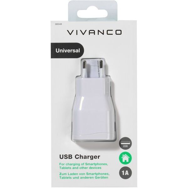Ładowarka Vivanco Vivanco USB charger 1A, white (38348)