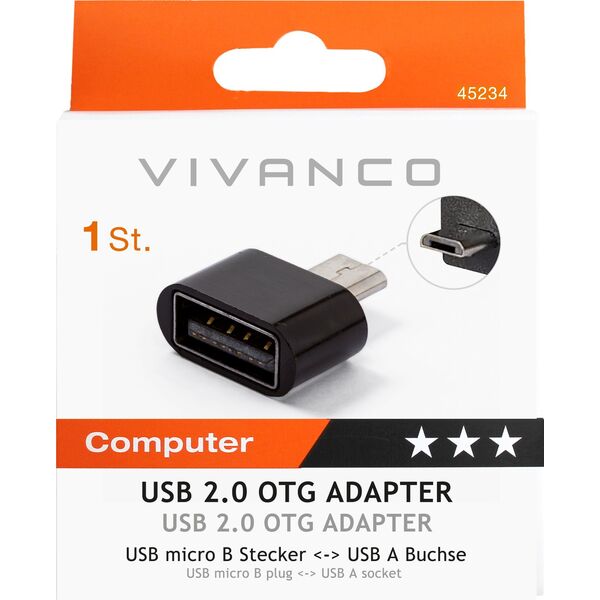 Adapter USB Vivanco Vivanco adapter microUSB - USB-A OTG (45234)