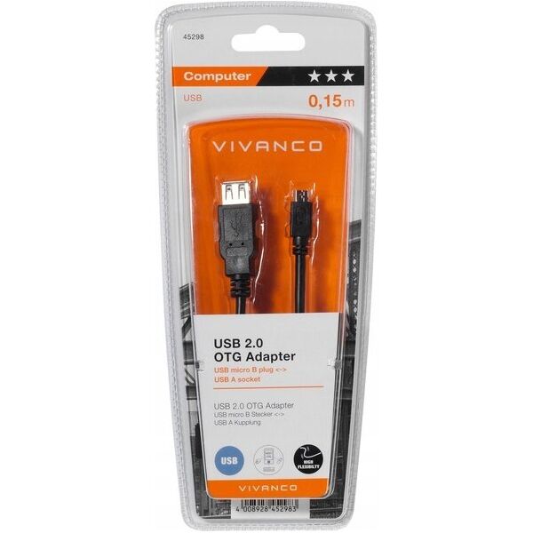 Kabel USB Vivanco Vivanco cable microUSB - USB OTG 0.15m (45298)