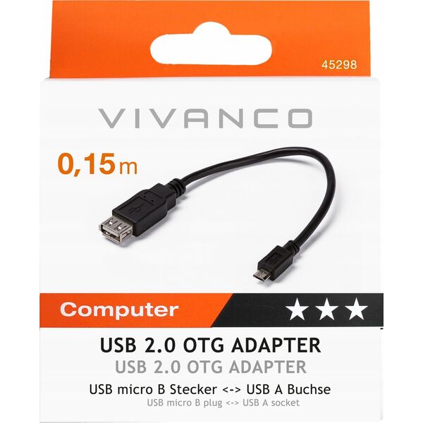 Kabel USB Vivanco Vivanco cable microUSB - USB OTG 0.15m (45298)