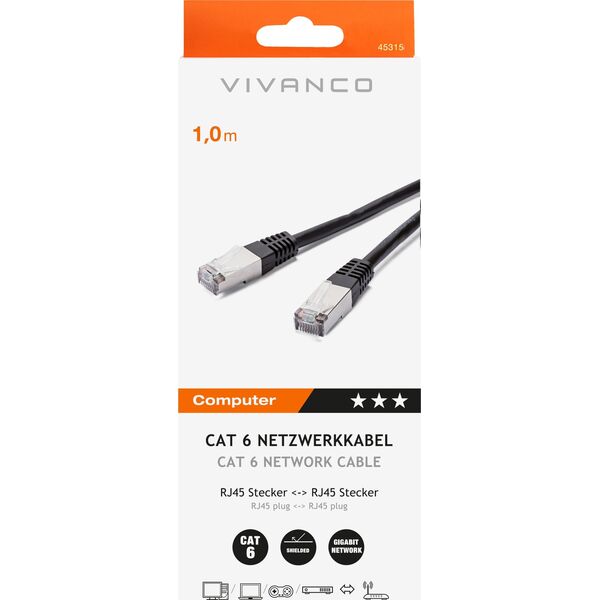 Vivanco Vivanco network cable CAT 6 1m, black (45315)