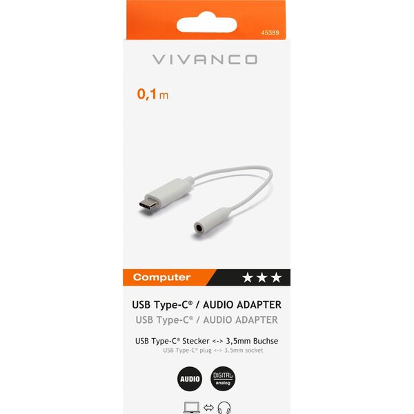 Adapter USB Vivanco Vivanco adapter USB-C - 3,5mm 10cm (45389)