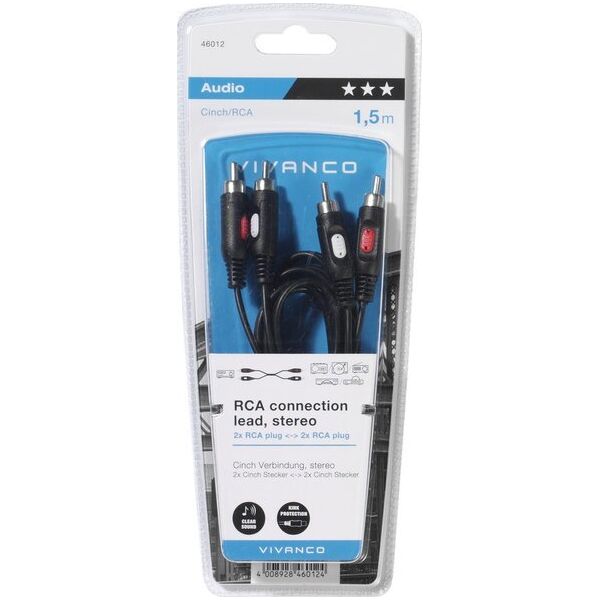 Kabel Vivanco Vivanco cable 2xRCA - 2xRCA 1.5m (46012)
