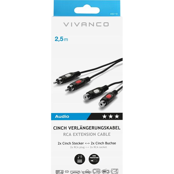 Kabel Vivanco Vivanco cable 2xRCA - 2xRCA 2.5m (46018)