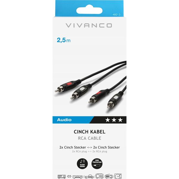 Kabel Vivanco Vivanco cable 2xRCA - 2xRCA 2.5m (46013)