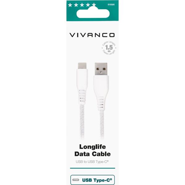 Kabel USB Vivanco Vivanco cable USB-C - USB-A 1,5m, white (61696)