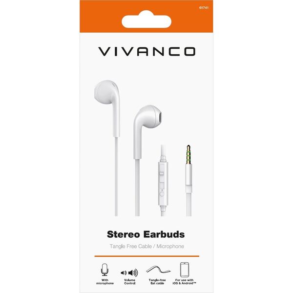 Słuchawki Vivanco Vivanco headset Stereo Earbuds, white (61741)