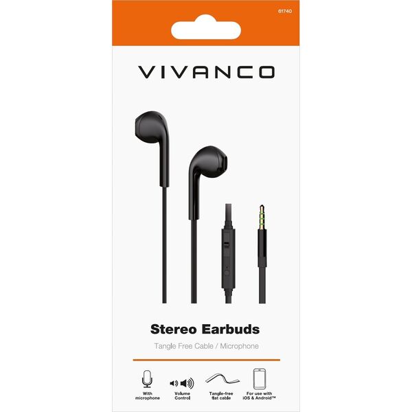 Słuchawki Vivanco Vivanco headset Stereo Earbuds, black (61740)