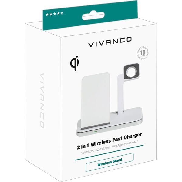 Ładowarka Vivanco Vivanco wireless charger 2in1 Wireless Fast 10W (62493)