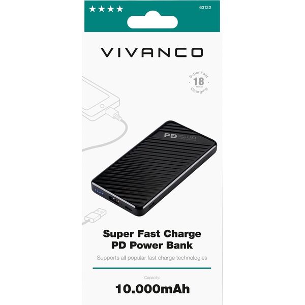 Powerbank Vivanco Vivanco power bank 10000mAh Super Fast PD 18W (63122)