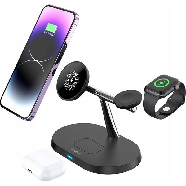 Ładowarka MaxLife  Maxlife wireless charger 3in1 15W, black (MXWC-03)