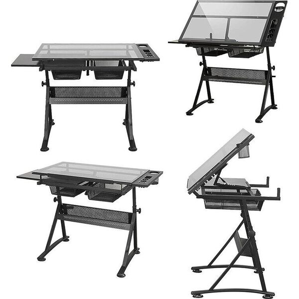 Biurko DNA DNA PRO DESK 1 biurko stół kreślarski z szufladami szkło hartowane 120x60 cm
