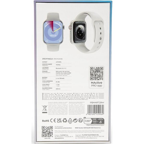 Smartwatch Platinet PSMART29W Biały  (45996)