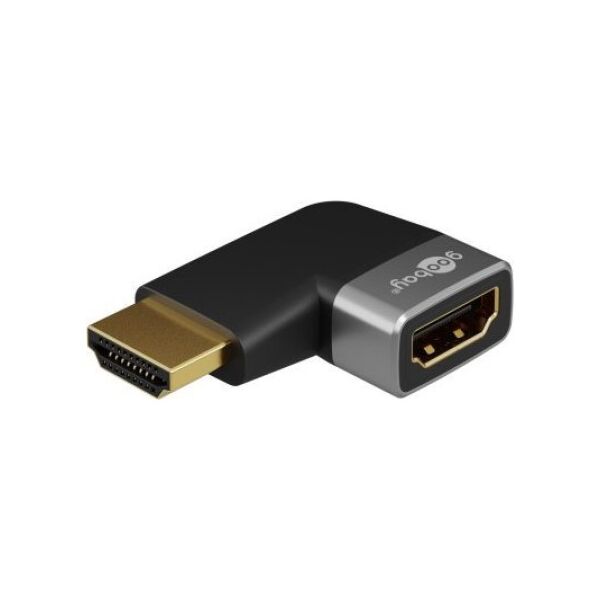 Adapter AV Goobay Adapter HDMI™ kątowy 90° poziomy, 8K @ 60 Hz, pozłacany