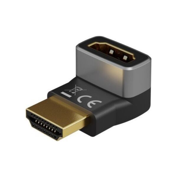 Adapter AV Goobay Adapter HDMI™ kątowy 90° pionowy, 8K @ 60 Hz, pozłacany