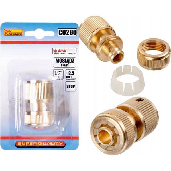 XTline Brass connection with STOP mech. 1/2"