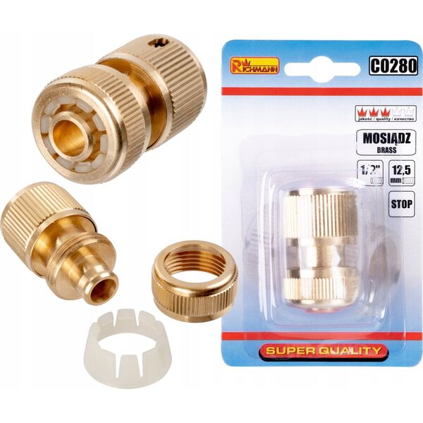 XTline Brass connection with STOP mech. 1/2"