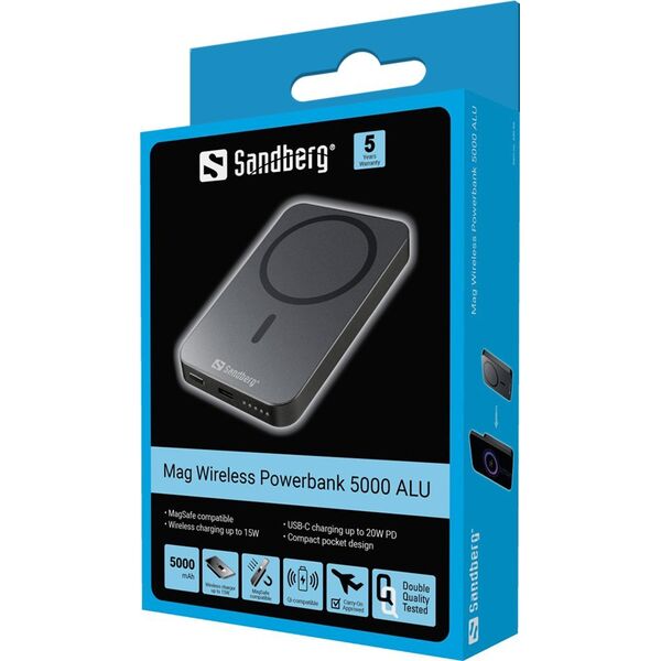 Powerbank Sandberg Mag Wireless Powerbank5000ALU