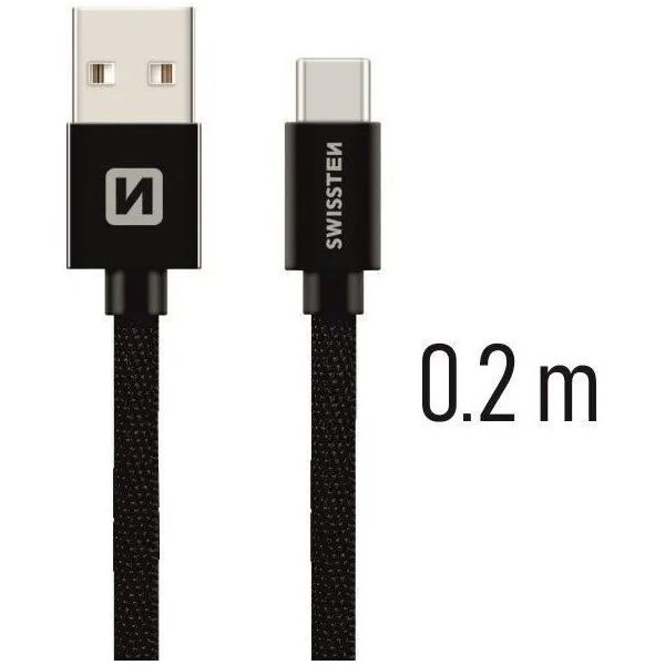 Kabel USB Swissten Swissten 71521101 kabel USB 0,2 m USB A USB C Czarny