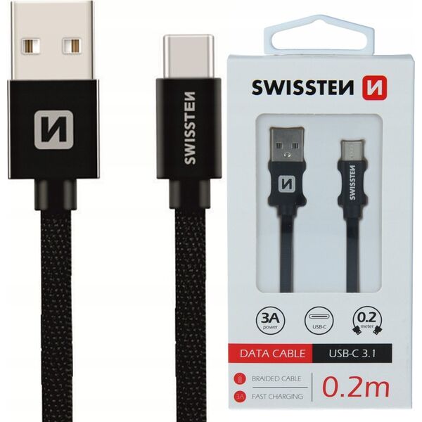 Kabel USB Swissten Swissten 71521101 kabel USB 0,2 m USB A USB C Czarny
