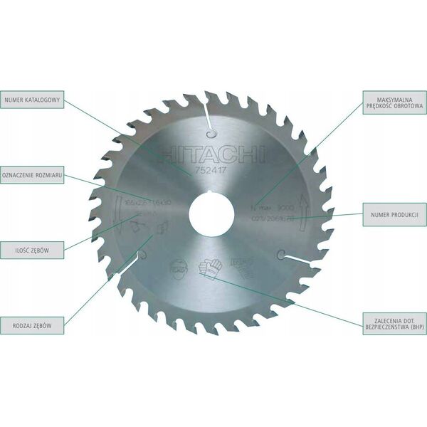 Hikoki Wood cutting disc 190x30mm HITACHI 18 teeth
