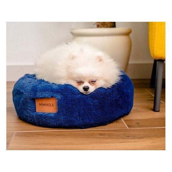 Mimikoko MIMIKO Pets Legowisko Shaggy okrągłe M 45cm chabrowe