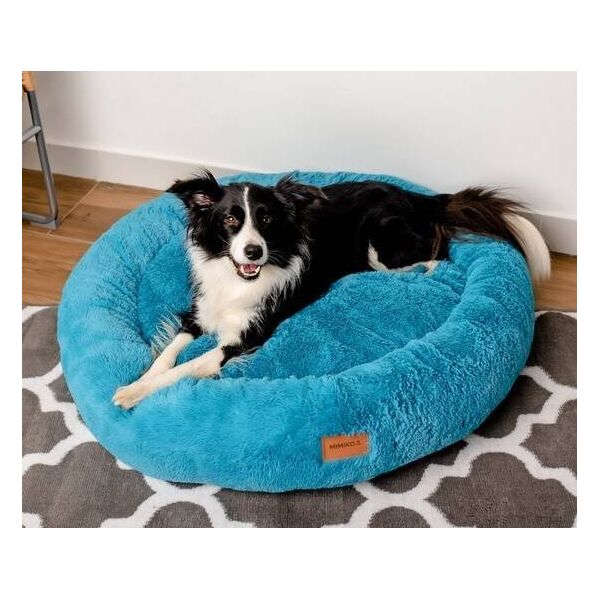 Mimikoko MIMIKO Pets Legowisko Shaggy okrągłe XXL 100cm turkusowe