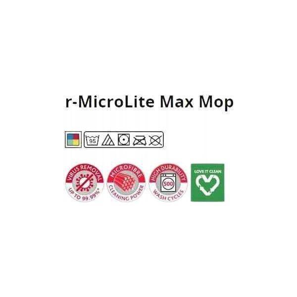 Moppe Stropper UltraSpeed r-MicroLite Max 40cm Microfiber med Kanter Grå Tør/Våd,1 stk