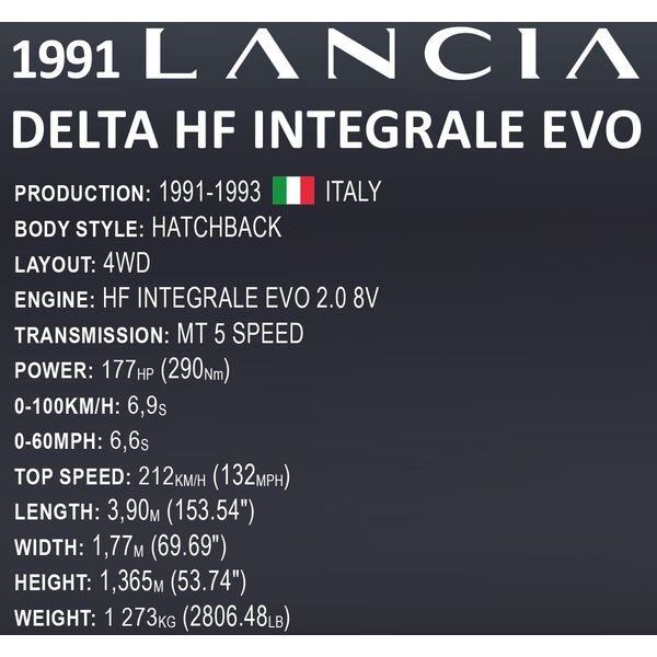 Cobi COBI Lancia Delta HF Integrale EVO Executive Edition, construction toy (scale: 1:12)