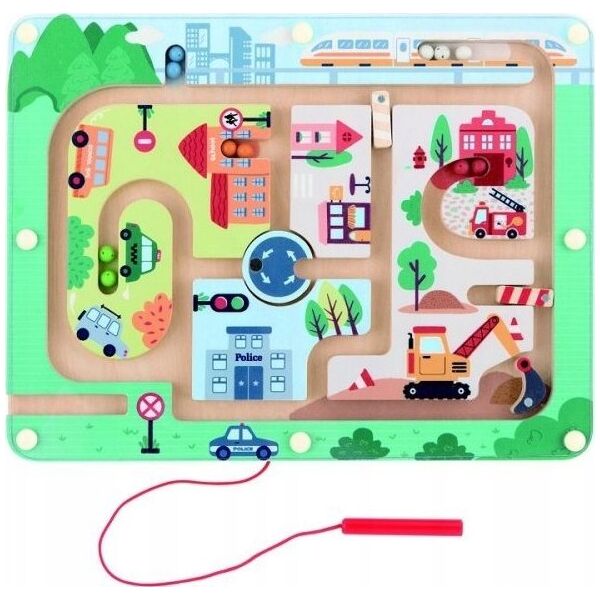 WOODEN GAME FUN TRAFFIC MAGNETIC MAZE