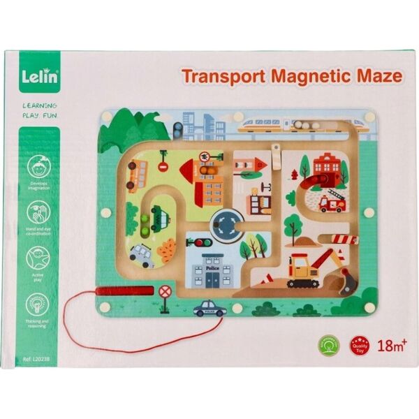 WOODEN GAME FUN TRAFFIC MAGNETIC MAZE