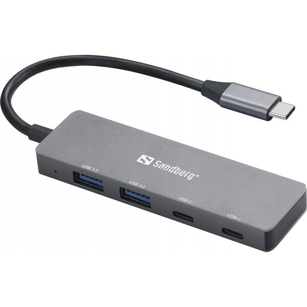 HUB USB Sandberg Sandberg 136-50 huby i koncentratory USB Type-C 5000 Mbit/s Szary