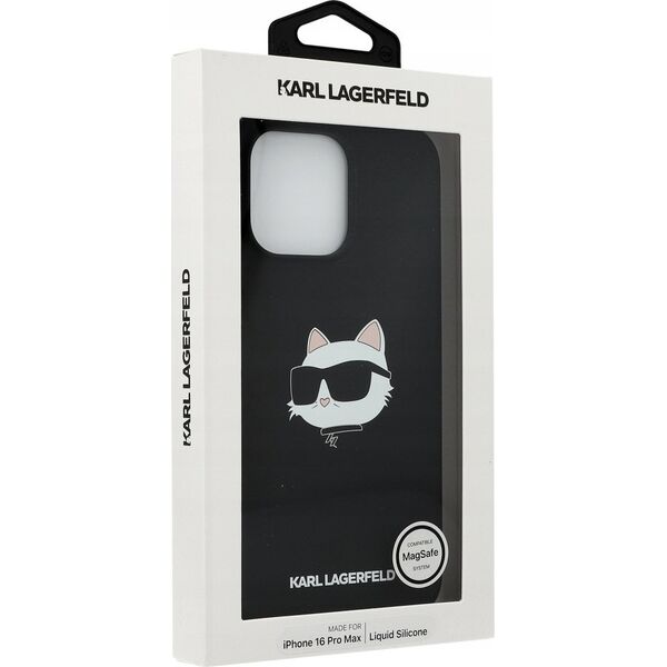 Karl Lagerfeld KARL LAGERFELD futerał do IPHONE 16 Pro Max kompatybilny z MagSafe KLHMP16XSCHPPLK (Sil Choupette Head Print) czarny