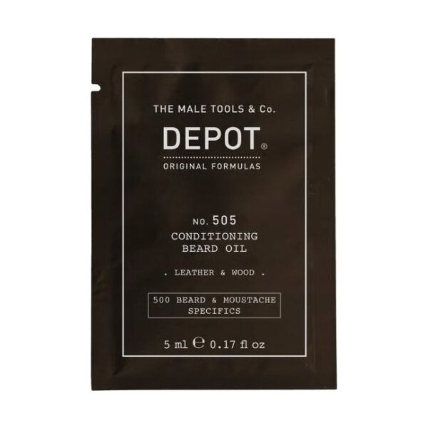 Aveda Depot, 500 Beard & Mustache Specifics No. 505, Beard Oil, Leather & Wood, Vitamin E, For Shine & Softness, 5 ml For Men