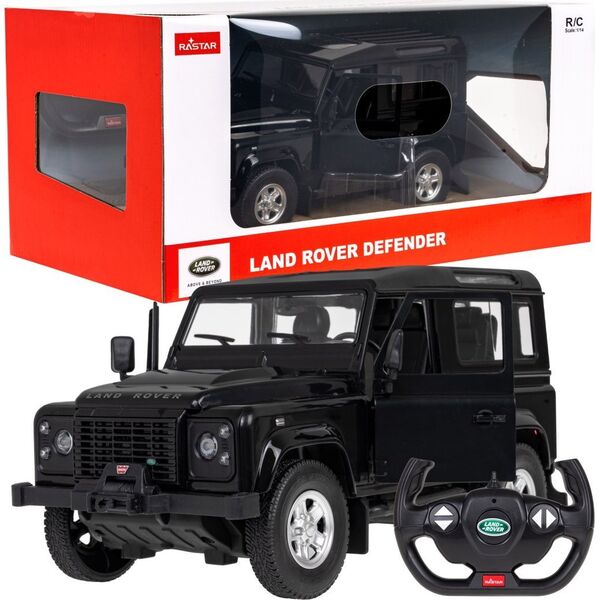 Rastar Land Rover Defender czarny RASTAR model 1:14 Zdalnie sterowanie auto + Pilot 2,4 GHz + Ręcznie otwierane drzwi