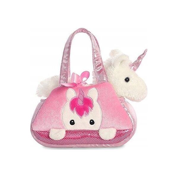 Wisdom Publications,U.S. AURORA Fancy Pals plush toy unicorn in a bag, 20 cm