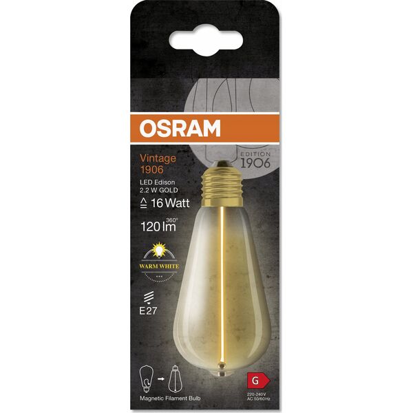 Osram 1906ED12 2.2W/827 230V FIL GDMAG E27