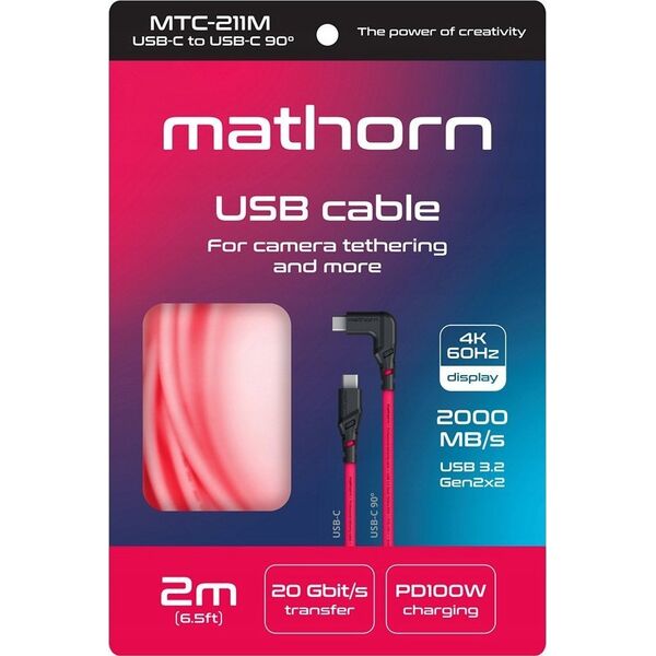 Kabel USB C2G Kabel fotograficzny Mathorn MTC-211M 2m 20Gbps 4K 60Hz PD100W USB C-C90 Magenta