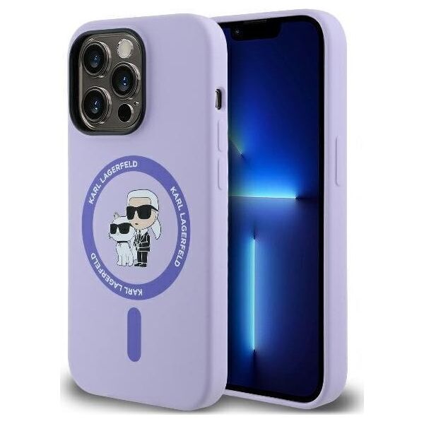 Karl Lagerfeld Karl Lagerfeld KLHMP14XSCMKCRHU iPhone 14 Pro Max 6.7" purpurowy/purple hardcase Silicone Karl&Choupette Heads Ring MagSafe
