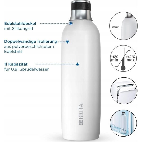 Brita Brita sodaTRIO stainless steel Bottle white Big