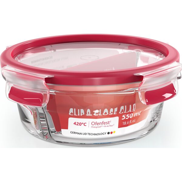Emsa Emsa Clip&Close Glass Foos Container 500 ml  red