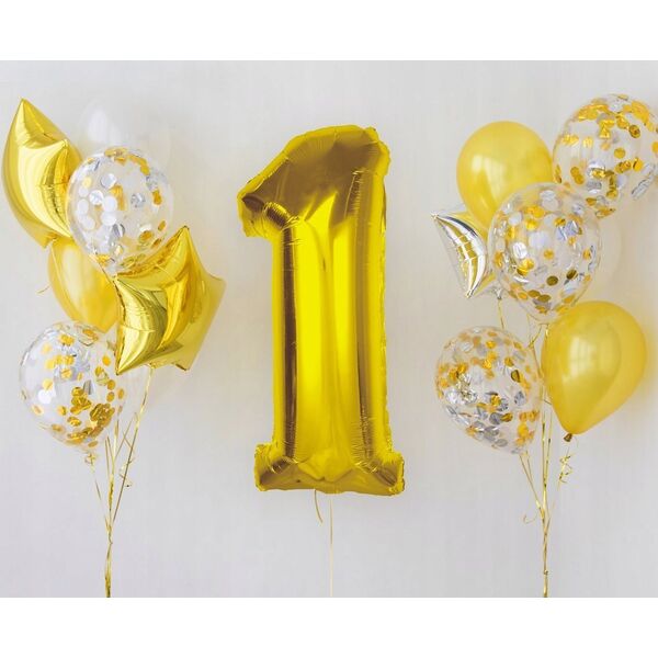 GoDan Balon foliowy Smart cyfra 1 złota 92cm