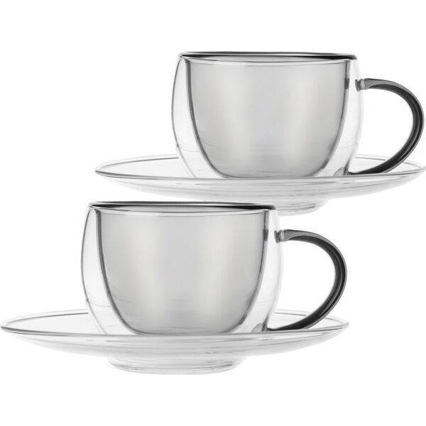 Orion Filiżanki termiczne ze spodkiem z podwójną ścianką do kawy espresso DOUBLE 90 ml 2 szt.