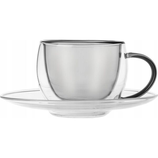 Orion Filiżanki termiczne ze spodkiem z podwójną ścianką do kawy espresso DOUBLE 90 ml 2 szt.