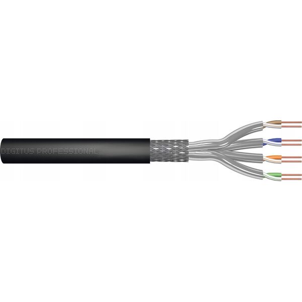 Kabel instalacyjny zewnętrzny suchy DIGITUS kat.7, S/FTP, Fca, AWG 23/1, PE, 50m, czarny