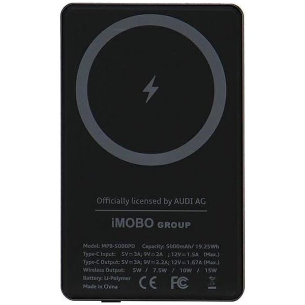 Powerbank Audi Audi Induction Powerbank 15W 5000mAh gray/gray Big Logo MagSafe AU-MWPB5000-GT/D1-GY