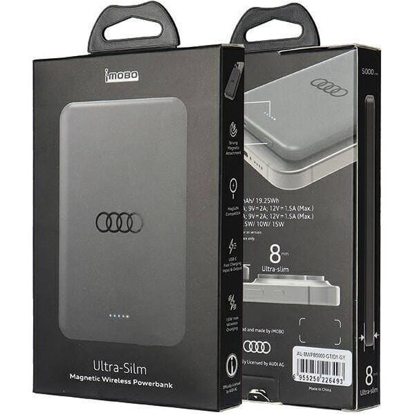 Powerbank Audi Audi Induction Powerbank 15W 5000mAh gray/gray Big Logo MagSafe AU-MWPB5000-GT/D1-GY